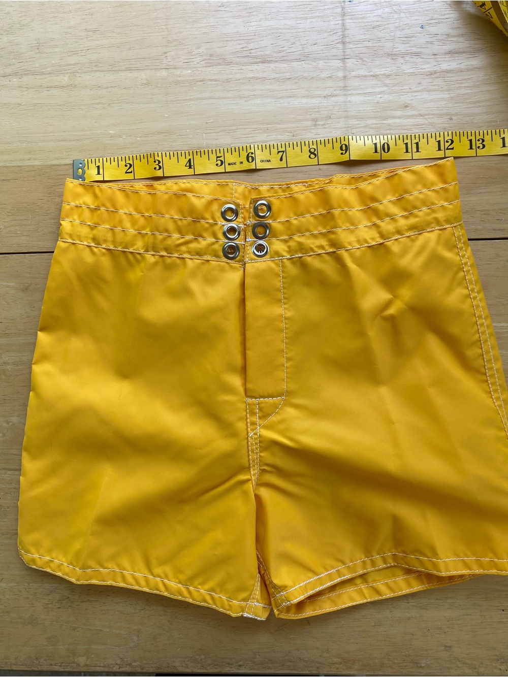 Birdwell Yellow High-Rise Swim Trunks with Metal Eyelets